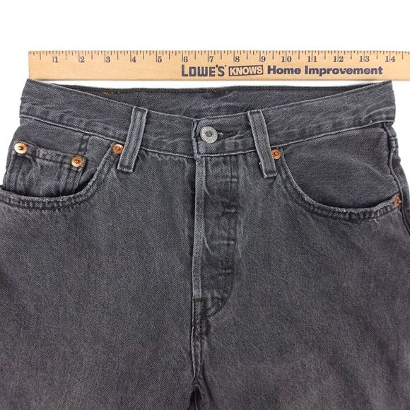 LEVIS 501 Original High Rise Straight Cropped Raw Hem Jeans Womens 25 x 26 Gray - Picture 3 of 7
